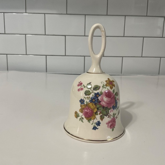 VTG Sadler Porcelain Pink Roses Floral Bell Made in England - Picture 4 of 6
